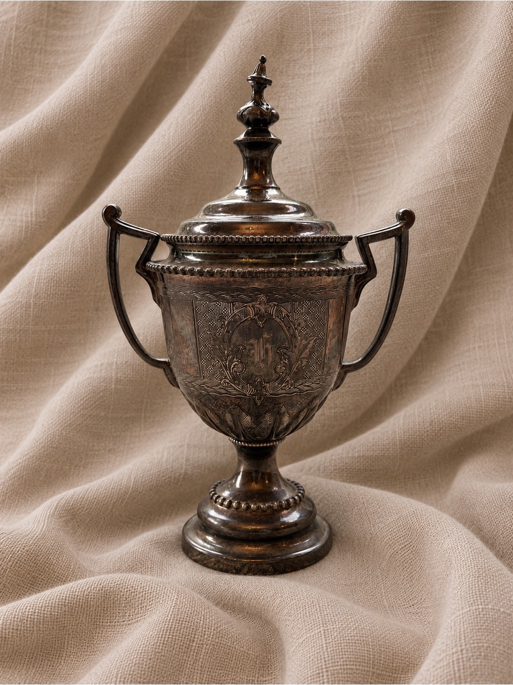 Antique Rogers Smith & Co. Silverplate Covered Sugar Urn No. 1860, c. 1862–1877